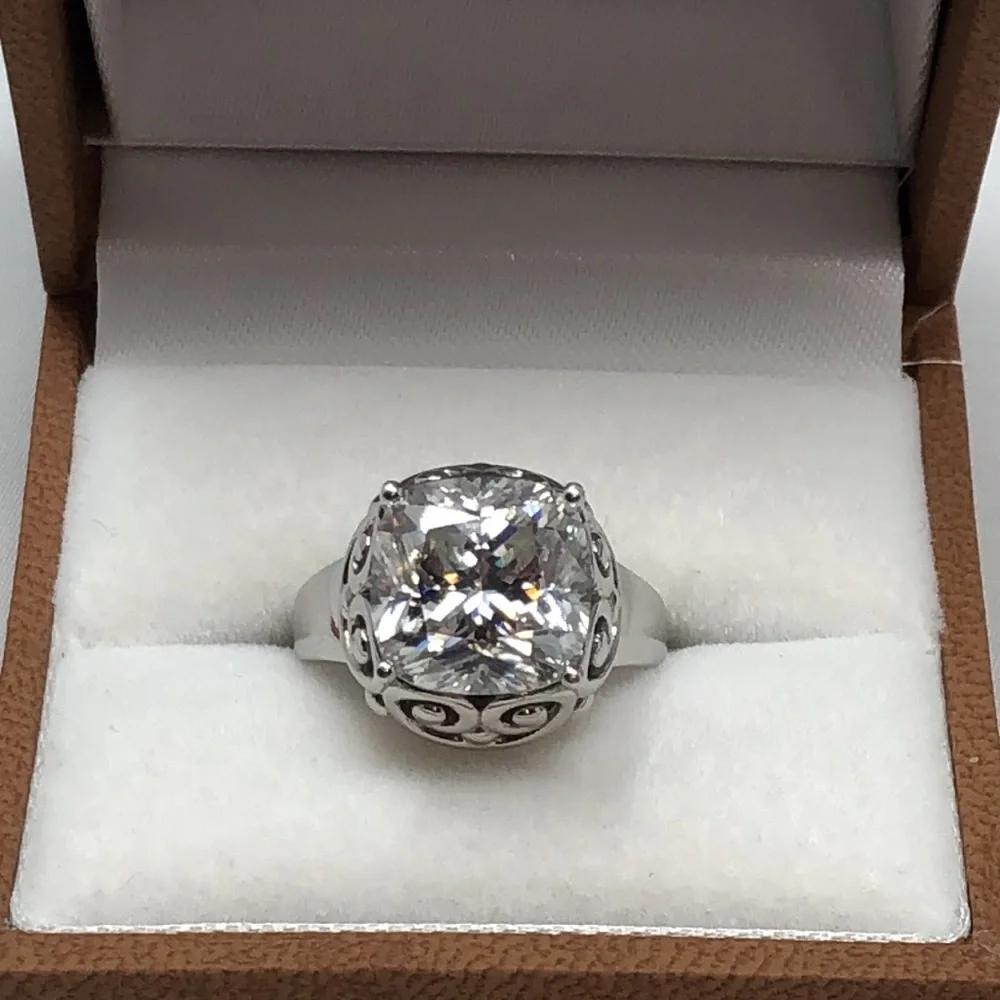 Moissanite Fire Ring Vintage Style Engagement Solitaire Platineve Size 6